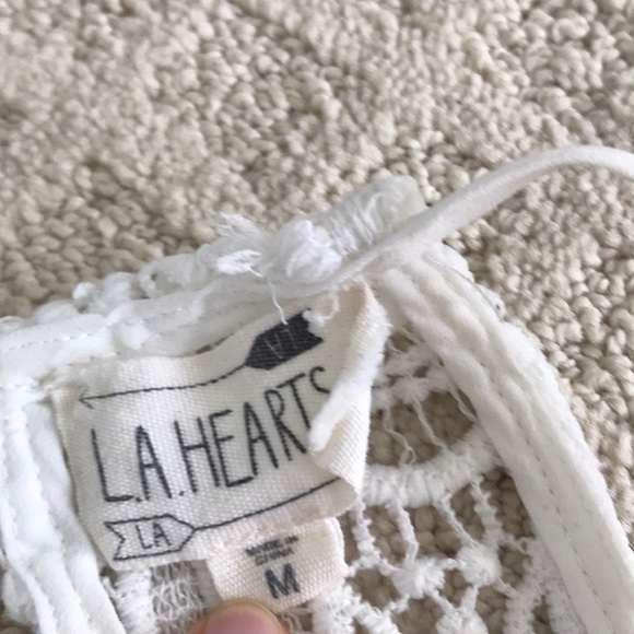 LA Hearts White Crochet Crop Top - Picture 3 of 3